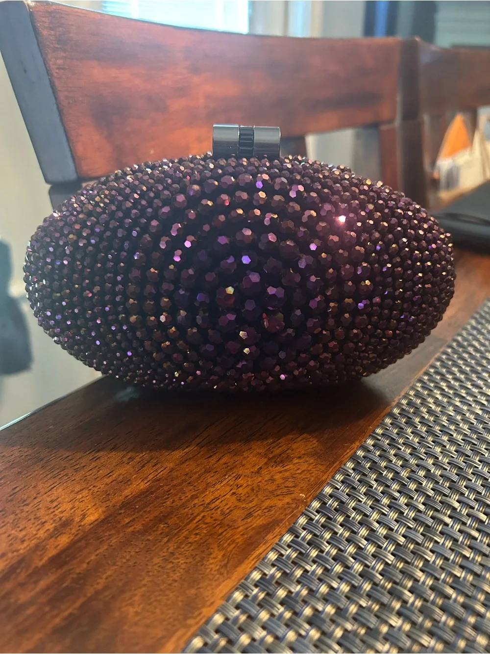 Sondra Roberts Purple Crystal Evening Clutch